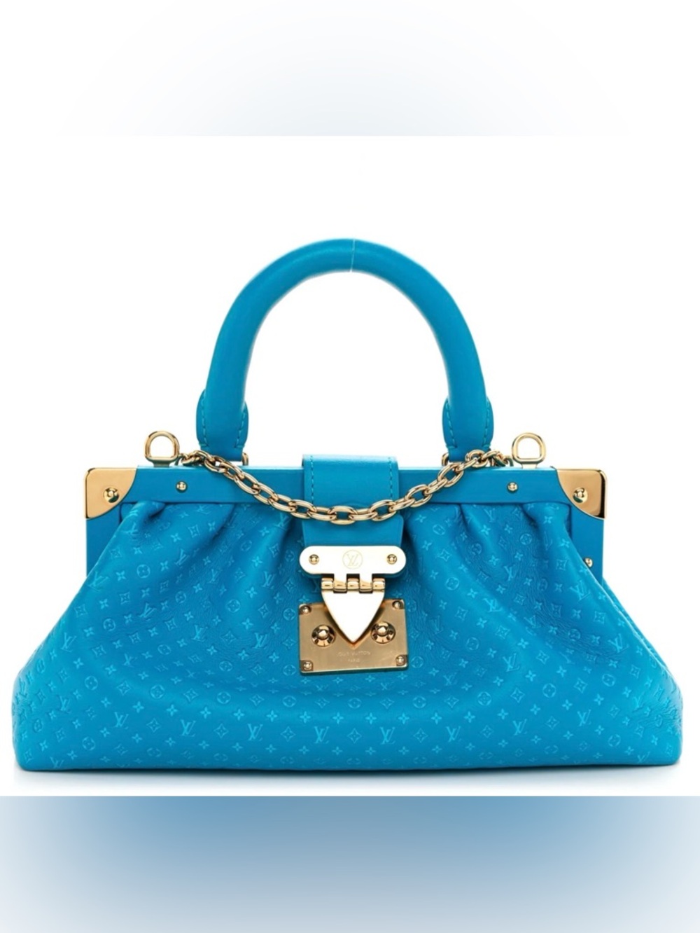 Louis Vuitton Calfskin Nanogram Embossed Clutch microchip